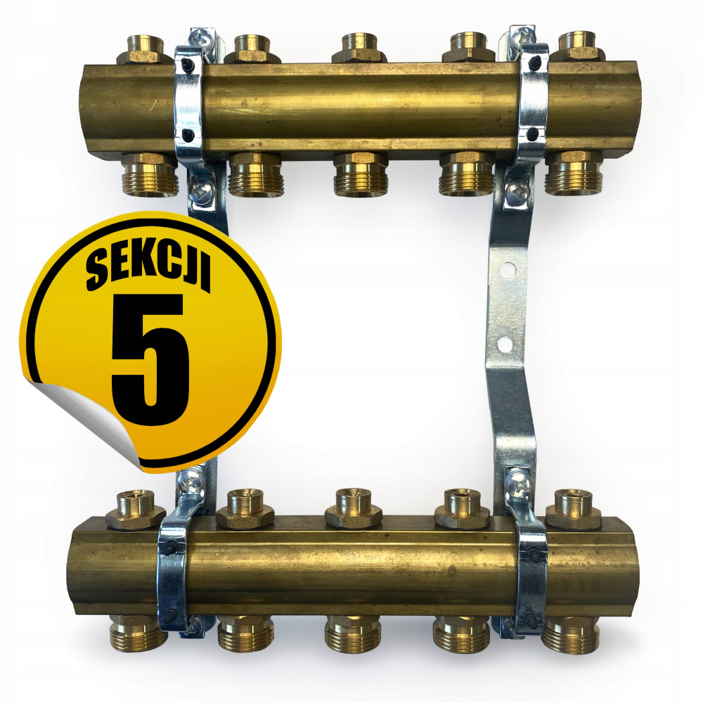 CAPRICORN Rozdzielacz mosiężny 5 obwodów, sekcji.