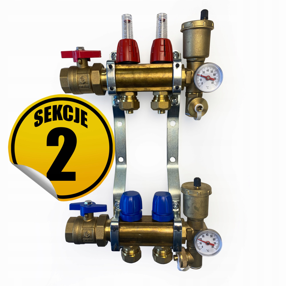 CAPRICORN Rozdzielacz mosiężny PREMIUM 2 obwody sekcji.