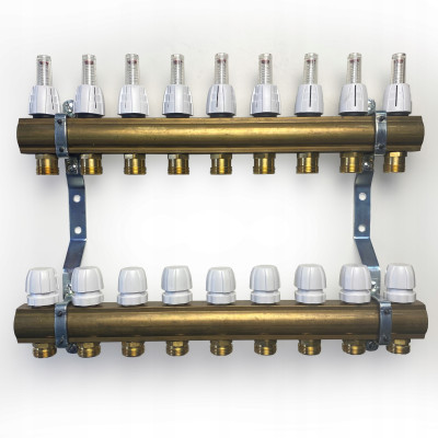 CAPRICORN Rozdzielacz mosiężny, 9 obwodów sekcji marki.