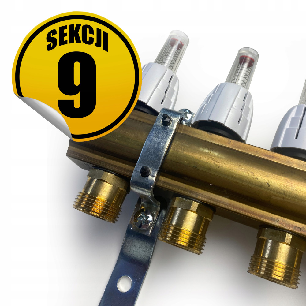 CAPRICORN Rozdzielacz mosiężny, 9 obwodów sekcji marki.