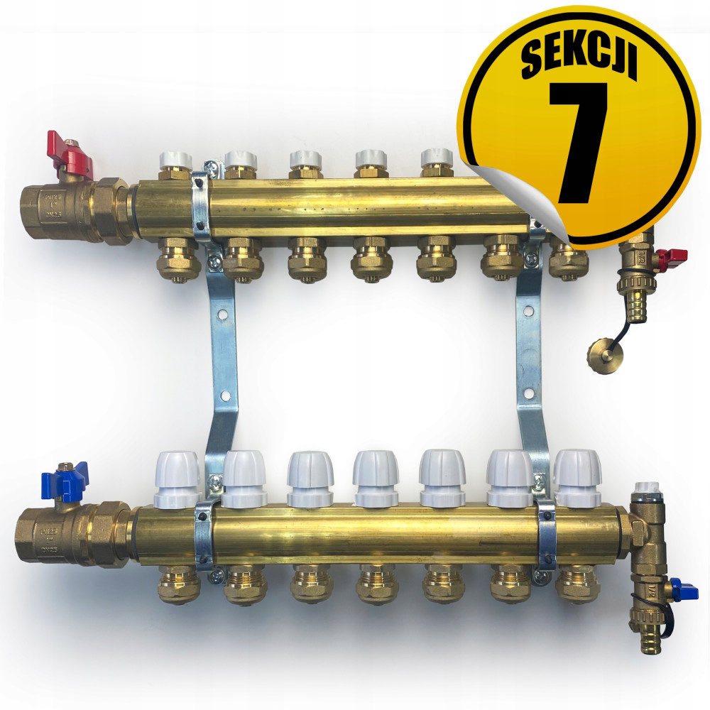 CAPRICORN Rozdzielacz mosiężny, 7 obwodów sekcji.