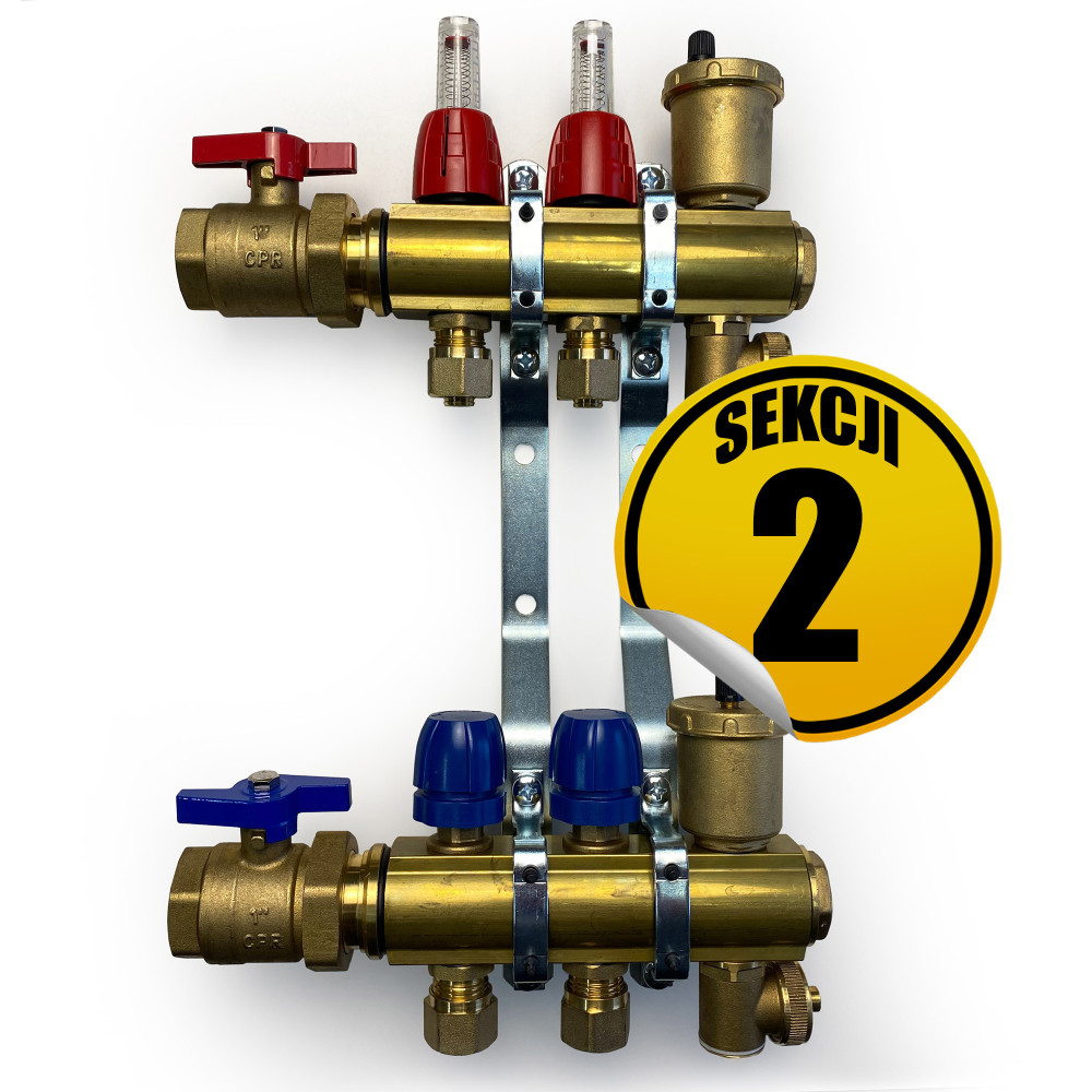 CAPRICORN Rozdzielacz mosiężny PREMIUM, 2 sekcje.