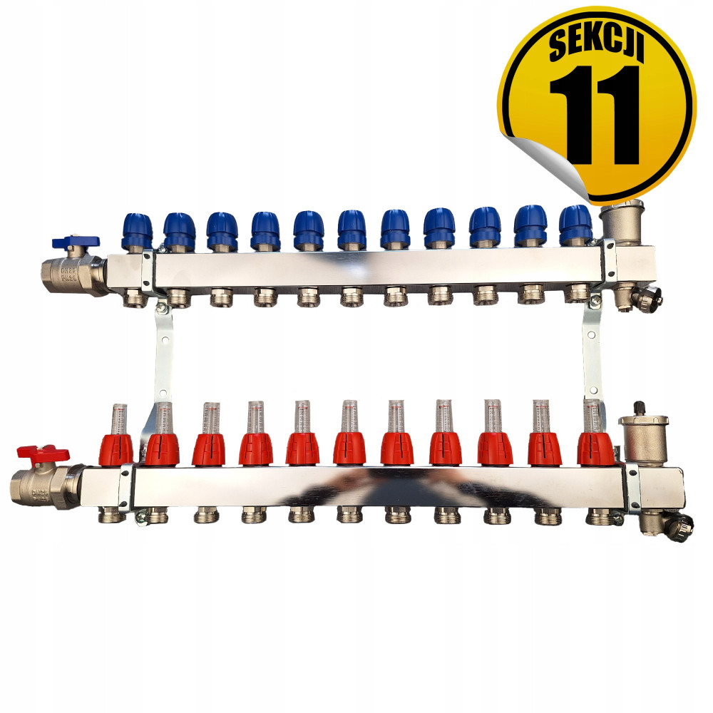 Rozdzielacz ze stali nierdzewnej do instalacji centralnego ogrzewania, Premium2 sekcji 11 CAPRICORN