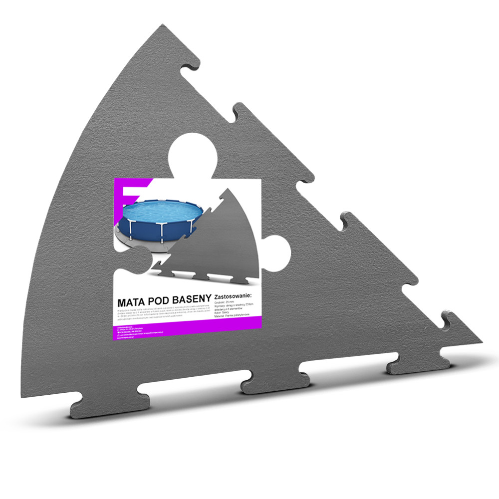 Mata pod basen ogrodowy lub jacuzzy, grubość 25mm średnica szara 2,38m